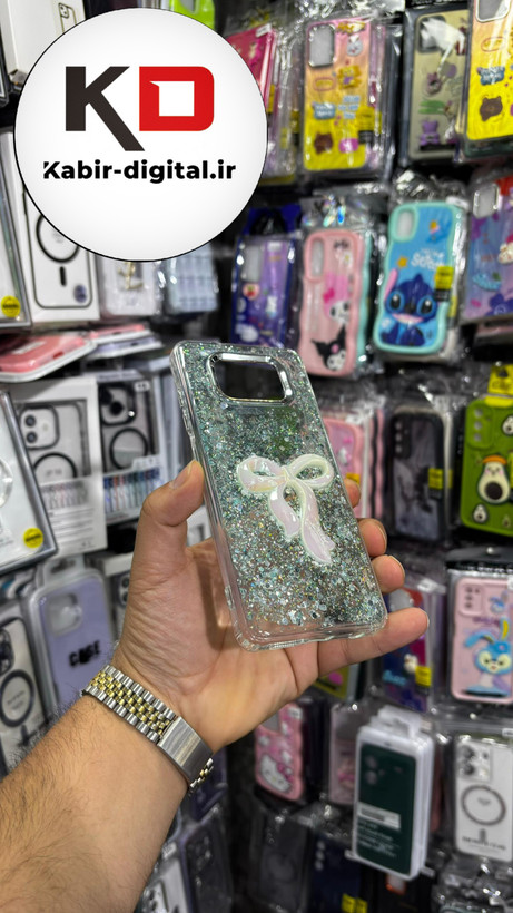 قاب گوشی POCO X3/X3 PROشیائومی فانتزی برجسته رزینی Luxury Case طرح پاپیون کرومی فیروزه ایی