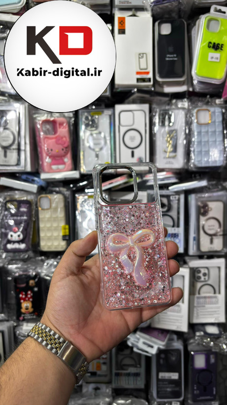 قاب گوشی Redmi K70E 5G/ POCO X6 PROشیائومی فانتزی برجسته رزینی Luxury Case طرح پاپیون کرومی صورتی
