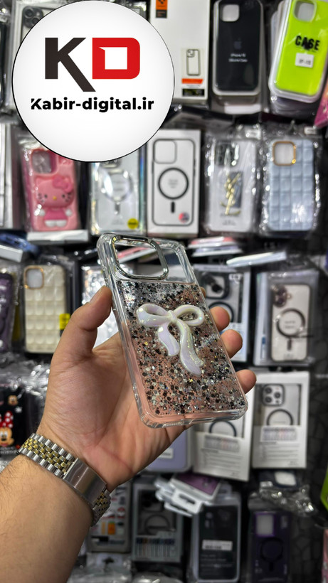 قاب گوشی Redmi K70E 5G/ POCO X6 PROشیائومی فانتزی برجسته رزینی Luxury Case طرح پاپیون کرومی مشکی