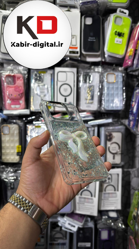 قاب گوشی Redmi K70E 5G/ POCO X6 PROشیائومی فانتزی برجسته رزینی Luxury Case طرح پاپیون کرومی فیروزه ایی