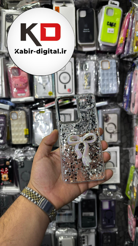 قاب گوشی Redmi Turbo 4 5G/ POCO X7 PROشیائومی فانتزی برجسته رزینی Luxury Case طرح پاپیون کرومی مشکی