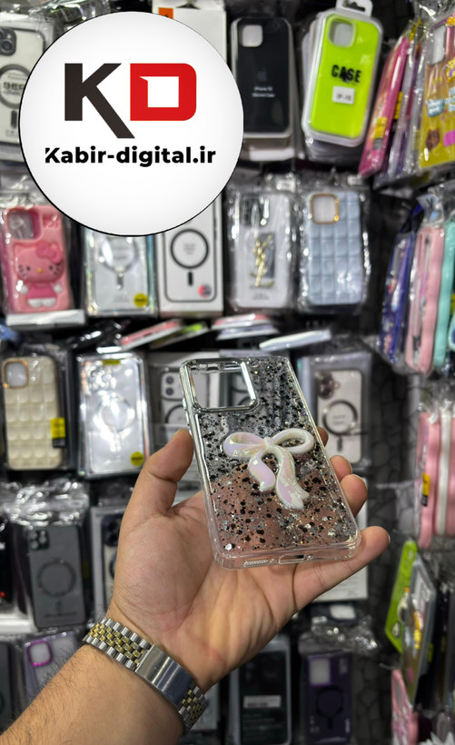 قاب گوشی Redmi Turbo 4 5G/ POCO X7 PROشیائومی فانتزی برجسته رزینی Luxury Case طرح پاپیون کرومی مشکی