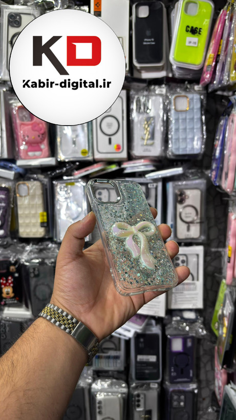 قاب گوشی iPhone 11 Proآیفون فانتزی برجسته رزینی Luxury Case طرح پاپیون کرومی فیروزه ای