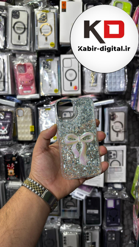 قاب گوشی iPhone 11 Proآیفون فانتزی برجسته رزینی Luxury Case طرح پاپیون کرومی فیروزه ای