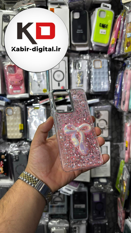 قاب گوشی Redmi Turbo 4 5G/ POCO X7 PROشیائومی فانتزی برجسته رزینی Luxury Case طرح پاپیون کرومی صورتی