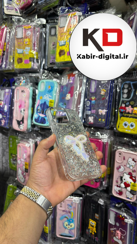 قاب گوشی iPhone 16 Pro Maxآیفون فانتزی برجسته رزینی Luxury Case طرح پاپیون کرومی سفید