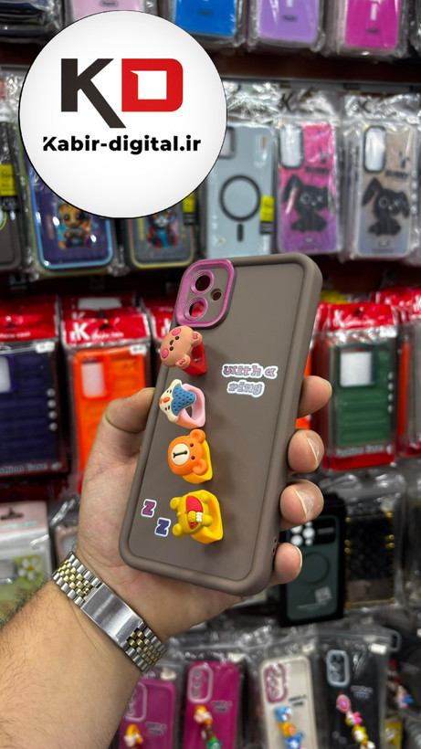 قاب گوشی Galaxy A05 سامسونگ طرح سیلیکونی Solid عروسکی کارتونی فانتزی چاپی محافظ لنزدار درجه یک طرح انگشتی قهوه ایی