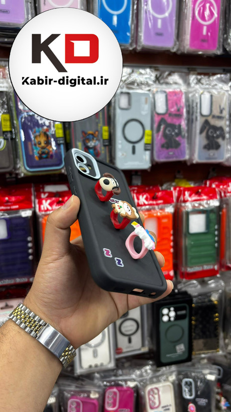 قاب گوشی Galaxy A05 سامسونگ طرح سیلیکونی Solid عروسکی کارتونی فانتزی چاپی محافظ لنزدار درجه یک طرح انگشتی مشکی