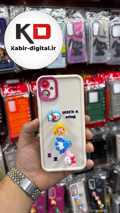 قاب گوشی Galaxy A05 سامسونگ طرح سیلیکونی Solid عروسکی کارتونی فانتزی چاپی محافظ لنزدار درجه یک طرح انگشتی کرمی