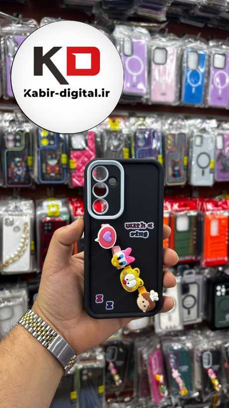 قاب گوشی Galaxy A05s سامسونگ طرح سیلیکونی Solid عروسکی کارتونی فانتزی چاپی محافظ لنزدار درجه یک طرح انگشتی مشکی