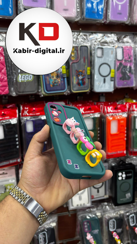 قاب گوشی Galaxy A05s سامسونگ طرح سیلیکونی Solid عروسکی کارتونی فانتزی چاپی محافظ لنزدار درجه یک طرح انگشتی سبز