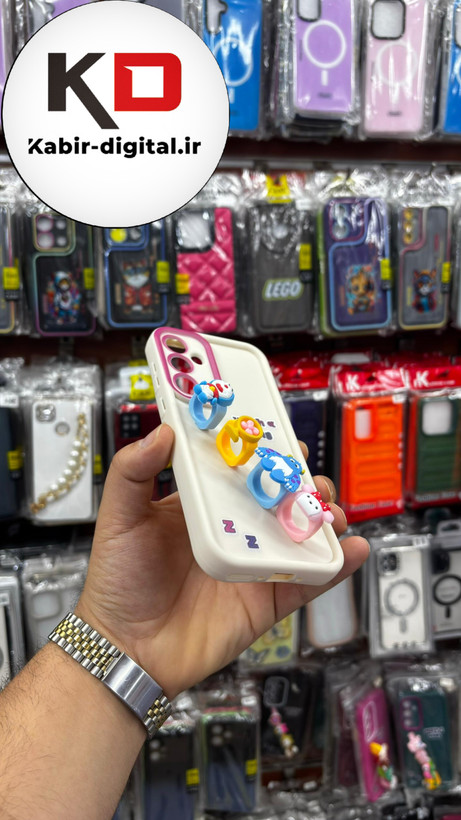 قاب گوشی Galaxy A05s سامسونگ طرح سیلیکونی Solid عروسکی کارتونی فانتزی چاپی محافظ لنزدار درجه یک طرح انگشتی کرمی