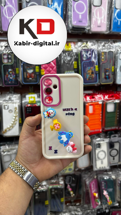 قاب گوشی Galaxy A05s سامسونگ طرح سیلیکونی Solid عروسکی کارتونی فانتزی چاپی محافظ لنزدار درجه یک طرح انگشتی کرمی