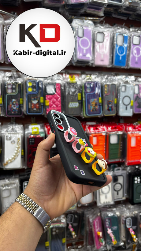 قاب گوشی Galaxy A54 سامسونگ طرح سیلیکونی Solid عروسکی کارتونی فانتزی چاپی محافظ لنزدار درجه یک طرح انگشتی مشکی