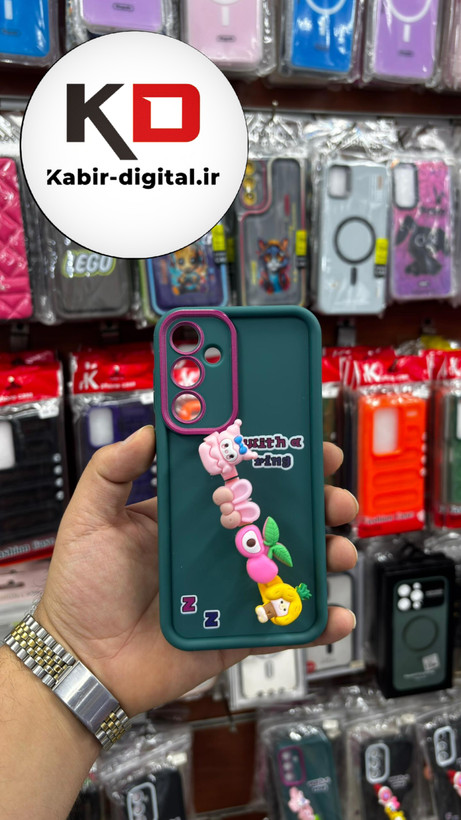 قاب گوشی Galaxy A25 سامسونگ طرح سیلیکونی Solid عروسکی کارتونی فانتزی چاپی محافظ لنزدار درجه یک طرح انگشتی سبز
