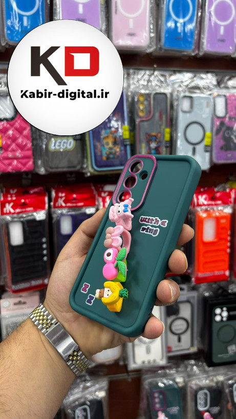 قاب گوشی Galaxy A25 سامسونگ طرح سیلیکونی Solid عروسکی کارتونی فانتزی چاپی محافظ لنزدار درجه یک طرح انگشتی سبز