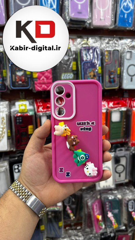 قاب گوشی Galaxy A35 سامسونگ طرح سیلیکونی Solid عروسکی کارتونی فانتزی چاپی محافظ لنزدار درجه یک طرح انگشتی صورتی