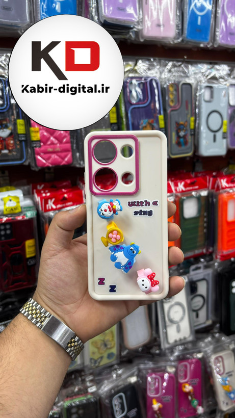 قاب گوشی Redmi Note 13 4Gشیائومی Solid عروسکی کارتونی فانتزی چاپی محافظ لنزدار درجه یک طرح انگشتی کرمی