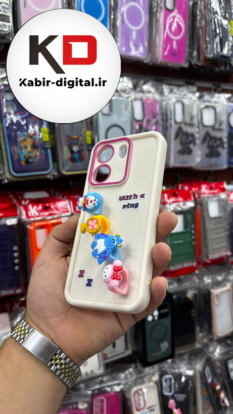 قاب گوشی Redmi Note 13C/POCO C65شیائومی Solid عروسکی کارتونی فانتزی چاپی محافظ لنزدار درجه یک طرح انگشتی کرمی