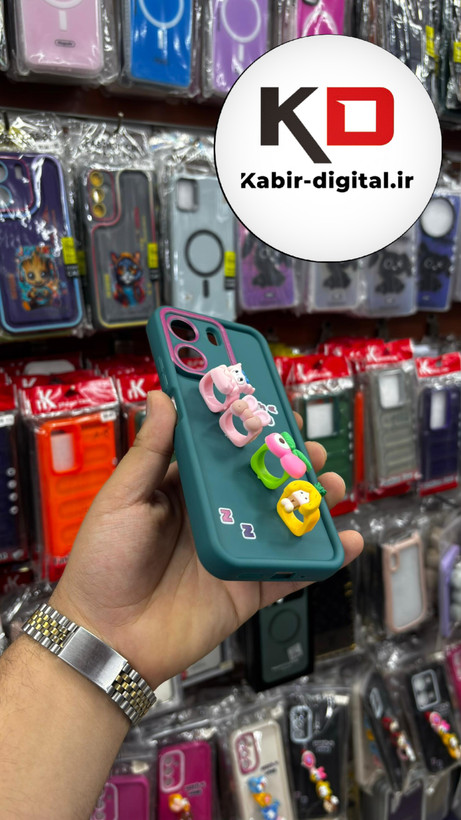 قاب گوشی Redmi Note 13C/POCO C65شیائومی Solid عروسکی کارتونی فانتزی چاپی محافظ لنزدار درجه یک طرح انگشتی سبز
