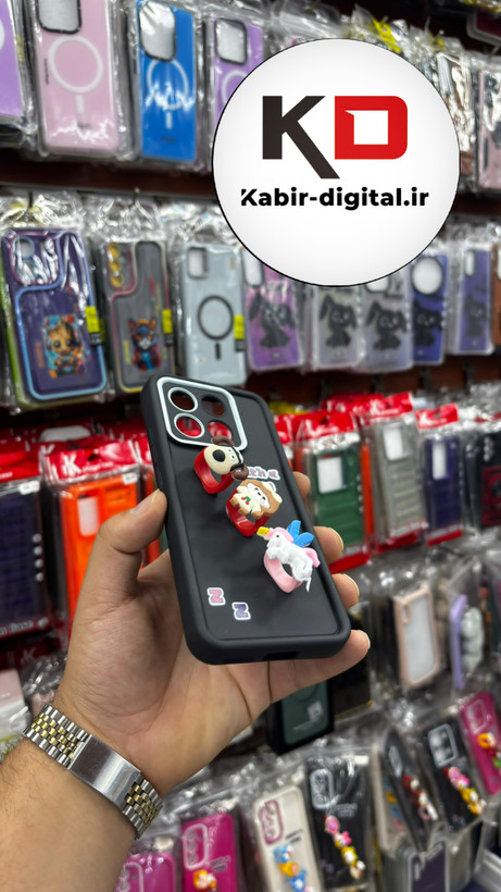 قاب گوشی Redmi K70E/POCO X6 PROشیائومی Solid عروسکی کارتونی فانتزی چاپی محافظ لنزدار درجه یک طرح انگشتی مشکی
