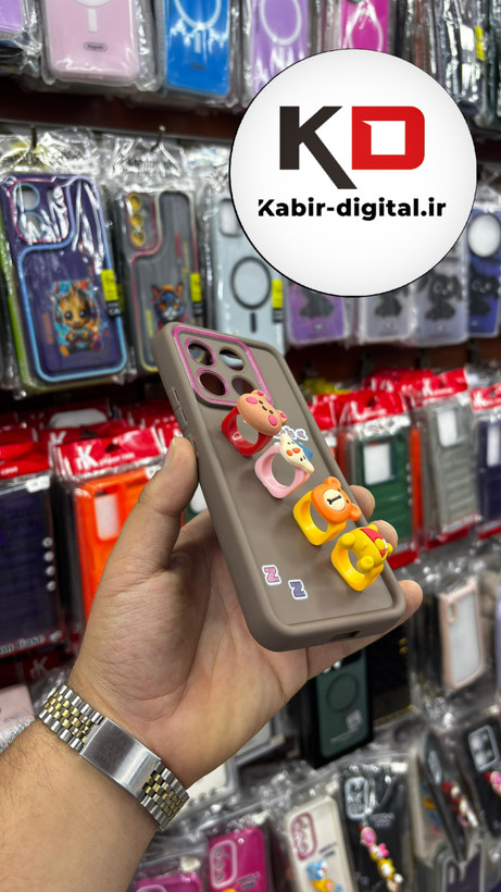 قاب گوشی Redmi K70E/POCO X6 PROشیائومی Solid عروسکی کارتونی فانتزی چاپی محافظ لنزدار درجه یک طرح انگشتی قهوه ایی