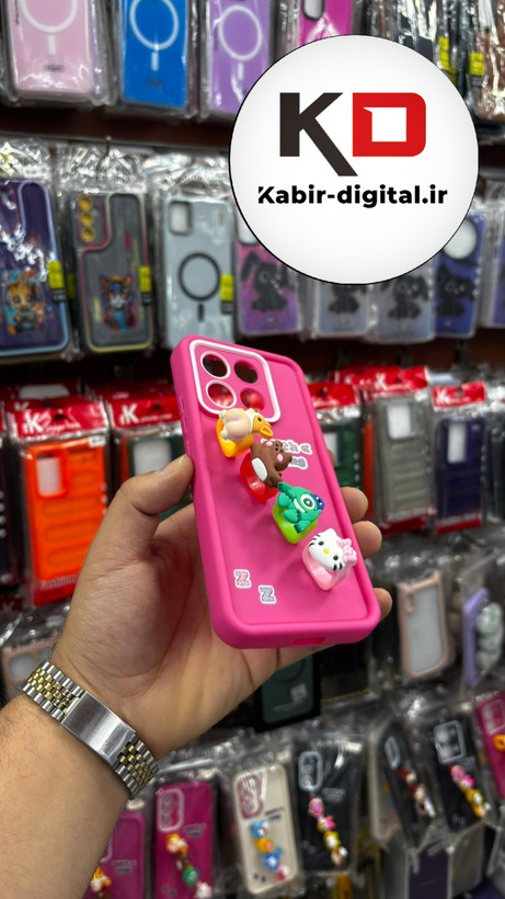 قاب گوشی Redmi K70E/POCO X6 PROشیائومی Solid عروسکی کارتونی فانتزی چاپی محافظ لنزدار درجه یک طرح انگشتی صورتی
