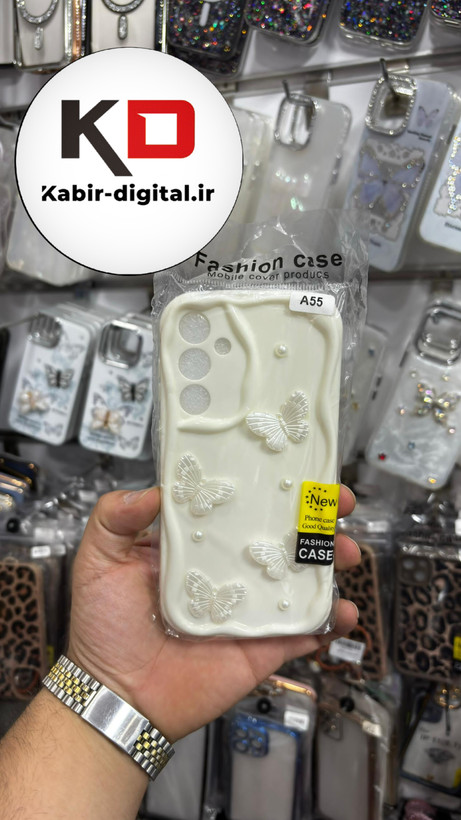 قاب گوشی Galaxy A55 سامسونگ بالشتی سه بعدی قلبی سفید فانتزی محافظ لنز دار