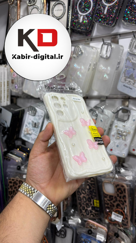 قاب گوشی Galaxy S23 UlTRA سامسونگ بالشتی سه بعدی پروانه صورتی فانتزی محافظ لنز دار