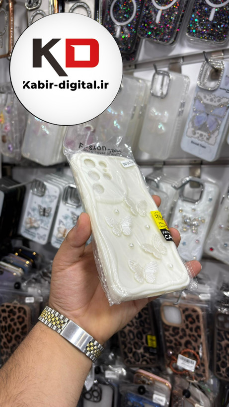 قاب گوشی Galaxy S23 UlTRA سامسونگ بالشتی سه بعدی پروانه سفید فانتزی محافظ لنز دار