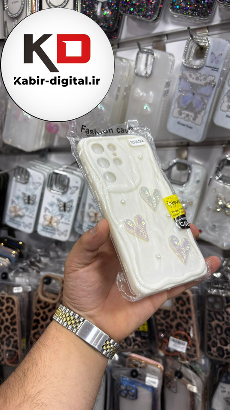 قاب گوشی Galaxy S23 UlTRA سامسونگ بالشتی سه بعدی قلبی هولوگرامی فانتزی محافظ لنز دار