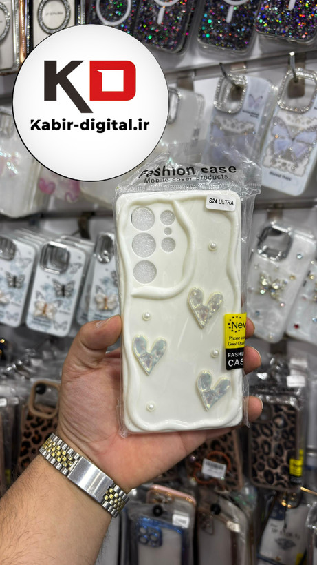 قاب گوشی Galaxy S24 UlTRA سامسونگ بالشتی سه بعدی قلبی هولوگرامی فانتزی محافظ لنز دار