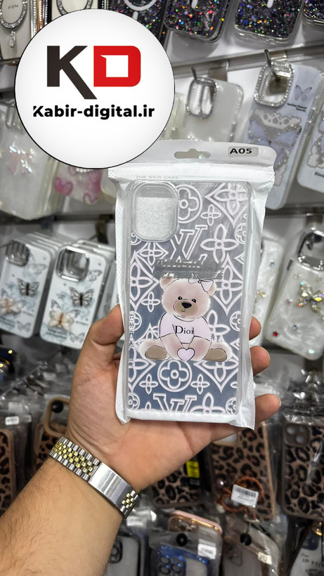 قاب گوشی Galaxy A05 سامسونگ آینه ای اورجینال لنز کرومی طرح خرس کیوت