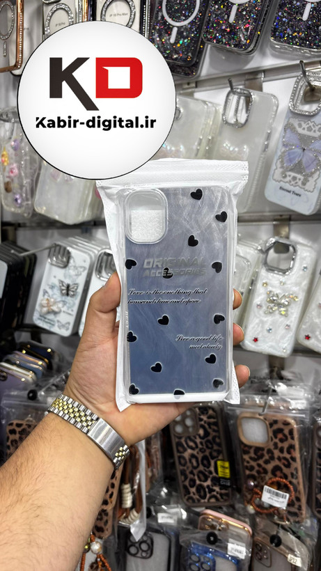 قاب گوشی Galaxy A05 سامسونگ آینه ای اورجینال لنز کرومی طرح قلب کیوت