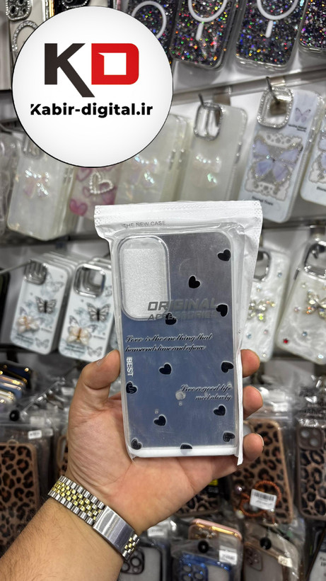 قاب گوشی Galaxy A25 سامسونگ آینه ای اورجینال لنز کرومی طرح قلب کیوت