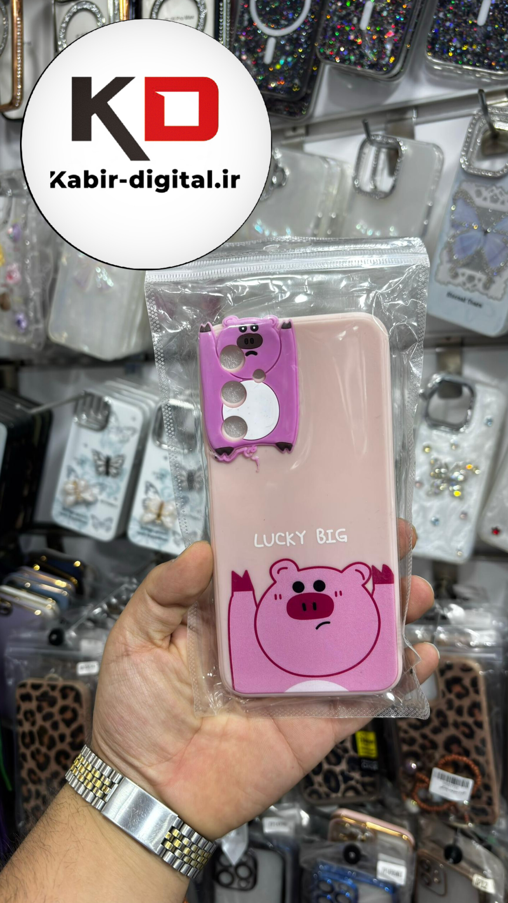 قاب گوشی Galaxy A24 سامسونگ طرح سیلیکونی ژله ای سه بعدی برجسته عروسکی خوک محافظ لنز دار صورتی