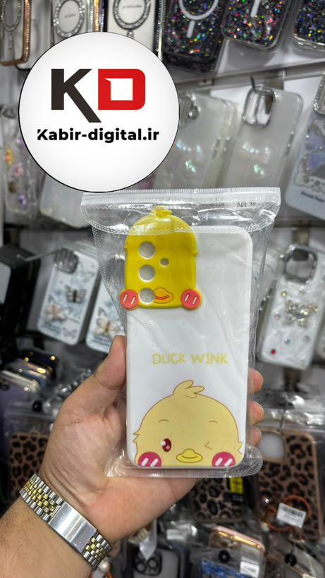قاب گوشی Galaxy A24 سامسونگ طرح سیلیکونی ژله ای سه بعدی برجسته عروسکی جوجه محافظ لنز دار سفید