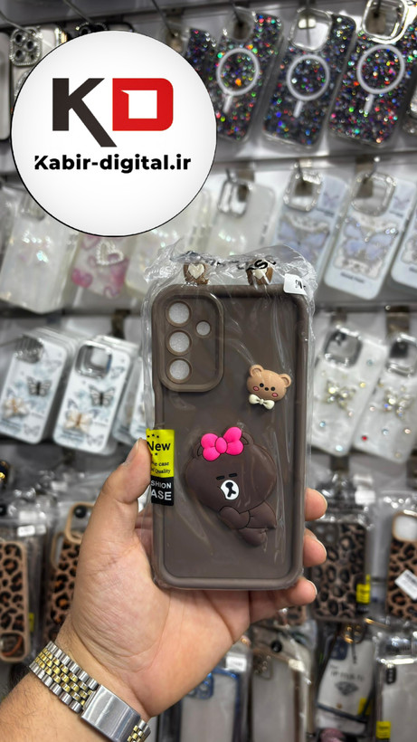 قاب گوشی Galaxy A15 سامسونگ طرح سیلیکونی Solid عروسکی برجسته محافظ لنزدار طرح خرس شکلاتی