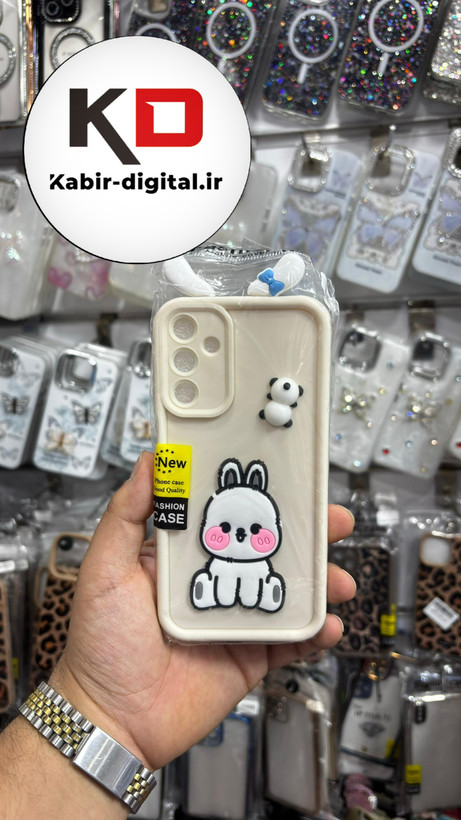 قاب گوشی Galaxy A15 سامسونگ طرح سیلیکونی Solid عروسکی برجسته محافظ لنزدار طرح خرگوش