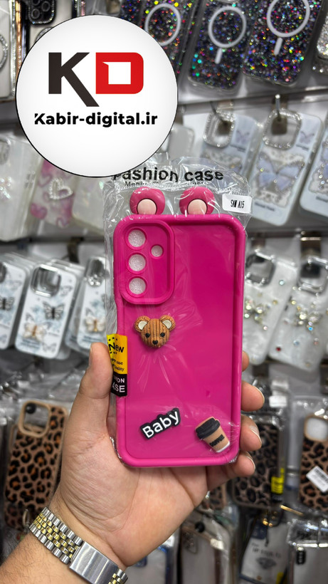 قاب گوشی Galaxy A15 سامسونگ طرح سیلیکونی Solid عروسکی برجسته محافظ لنزدار صورتی