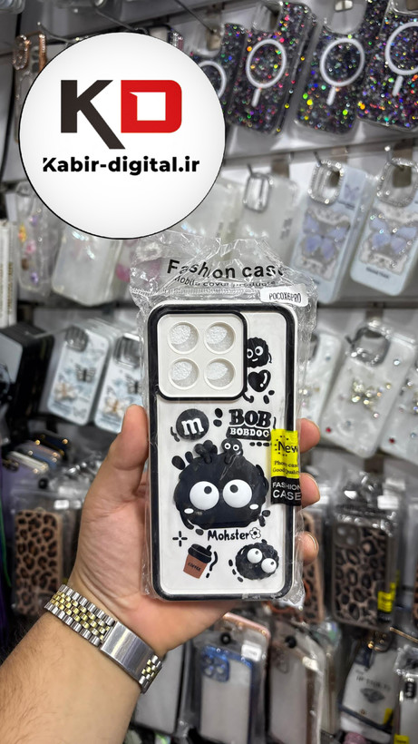 قاب گوشی Poco X6 Pro شیائومی طرح سیلیکونی Solid عروسکی برجسته محافظ لنزدار طرح هپل مشکی