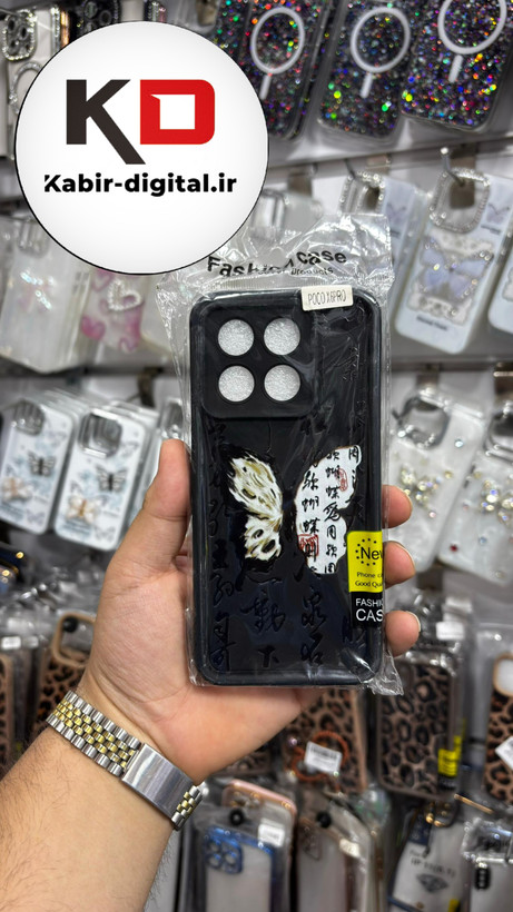 قاب گوشی Poco X6 Pro شیائومی طرح سیلیکونی Solid عروسکی برجسته محافظ لنزدار طرح پروانه