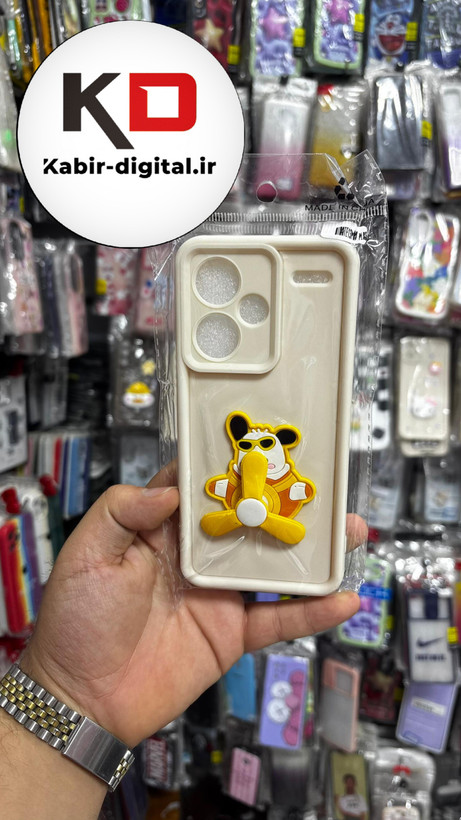 قاب گوشی Redmi Note 13 Pro Plusشیائومی سیلیکونی اسپینر دار (پاپ سوکت دار) طرح عروسکی محافظ لنزدار