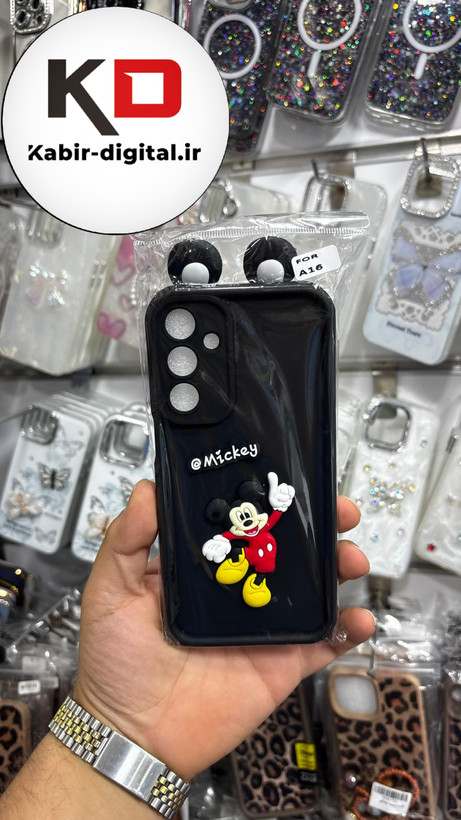 قاب گوشی Galaxy A16سامسونگ طرح سیلیکونی Solid عروسکی برجسته محافظ لنزدار طرح میکی موس