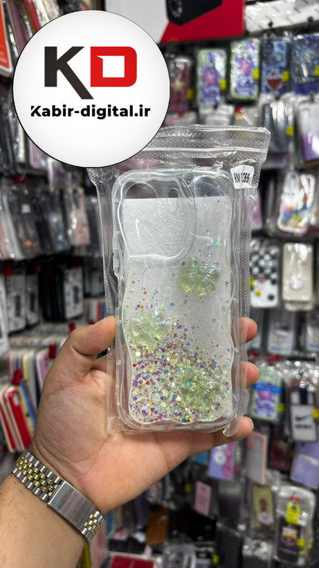 قاب گوشی Redmi 13C/POCO C61شیائومی فانتزی بالشتی برجسته رزینی Luxury Case طرح پاپیون برجسته سبز