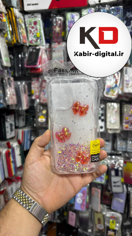 قاب گوشی Redmi Note 12sشیائومی فانتزی بالشتی برجسته رزینی Luxury Case طرح پاپیون برجسته نارنجی
