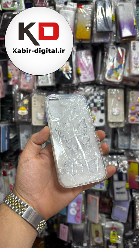 قاب گوشی iPhone 16 آیفون ماربل لاکچری ژله ای محافظ لنزدار طرح پروانه