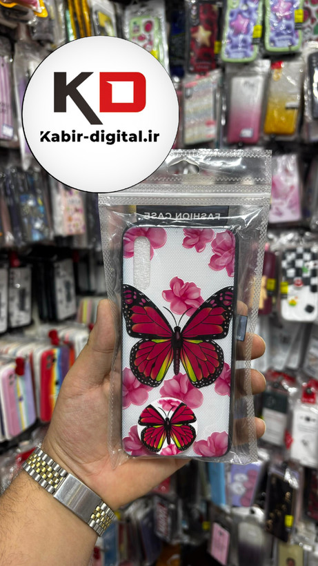 قاب گوشی Galaxy A30s/A50/A50s سامسونگ فانتزی سوزنی برجسته طرح پروانه صورتی پاپ سوکت دار محافظ لنز دار