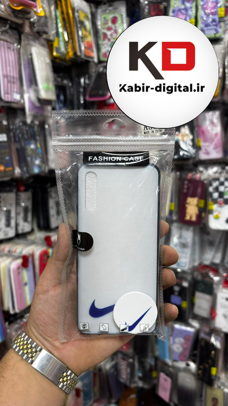 قاب گوشی Galaxy A30s/A50/A50s سامسونگ فانتزی سوزنی برجسته طرح نایک سفید پاپ سوکت دار محافظ لنز دار