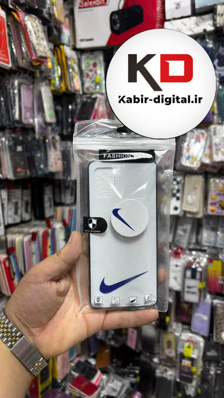 قاب گوشی Galaxy A31/A51 سامسونگ فانتزی سوزنی برجسته طرح نایک سفید پاپ سوکت دار